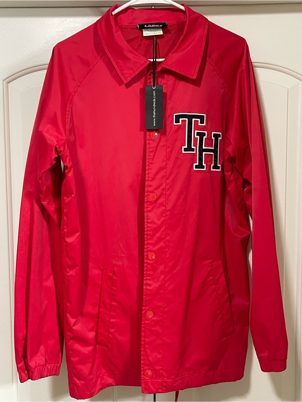 NWT The Hundreds Red Men's Windbreaker with TH Patch Sz L